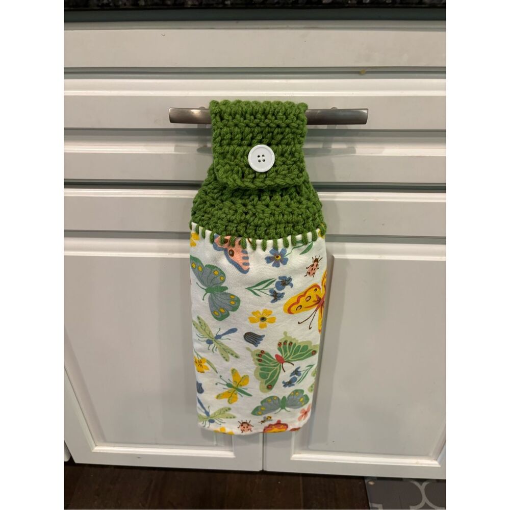 Crochet Top Kitchen Towel- Lots of butterflies